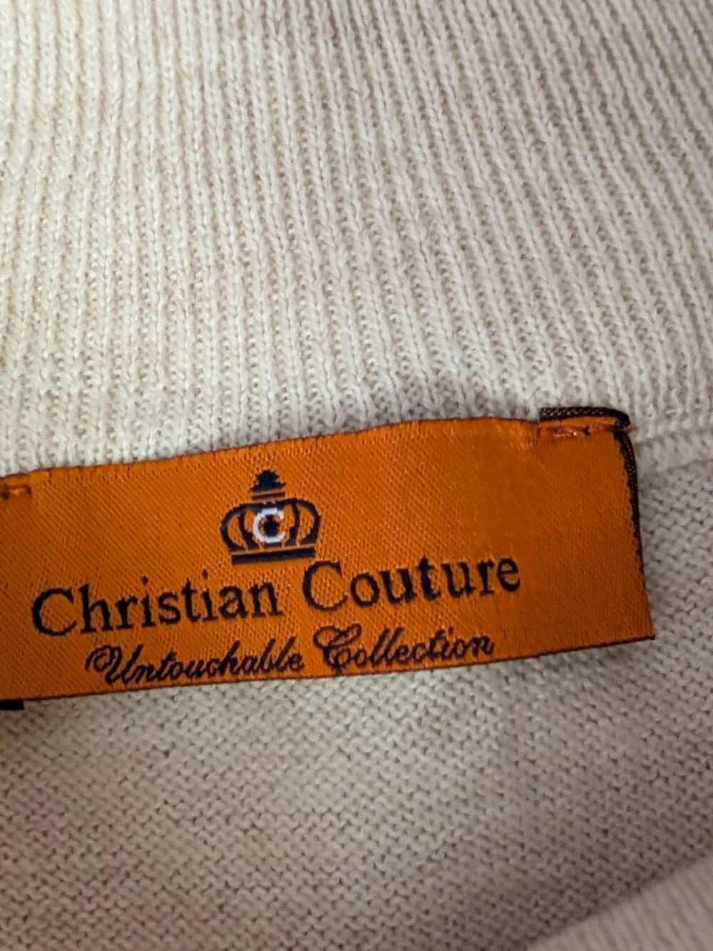 Christian Couture Untouchable Collection Cream Mock Neck Wool Blend Sweater 4XL
